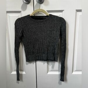 Bershka Charcoal Knitwear Crop Top